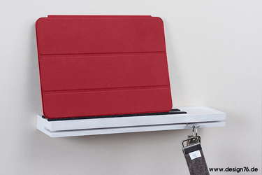 Schlüsselbrett mit Vertiefung - modern - mit Ablagefläche für Tablet - Buchenholz weiß